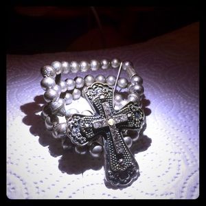 Silver Cross Stretch Bracelet