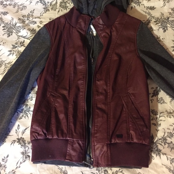 Burgundy Faux Leather Jacket