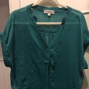 Olive & oak teal blouse