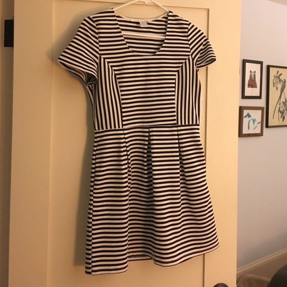 Navy and white striped dress