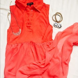 Coral high low dress