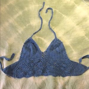 Blue crochet crop top
