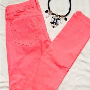 Coral pink jeans
