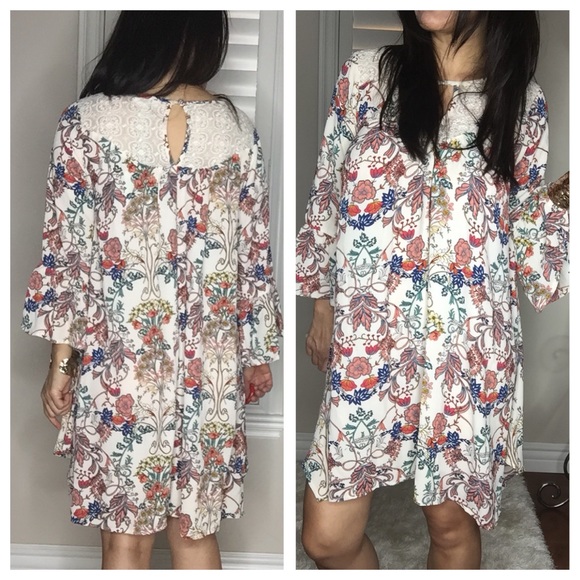 Babydoll Bohemian Floral dress Tunic - Picture 2 of 6