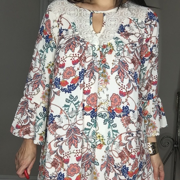 Babydoll Bohemian Floral dress Tunic - Picture 6 of 6