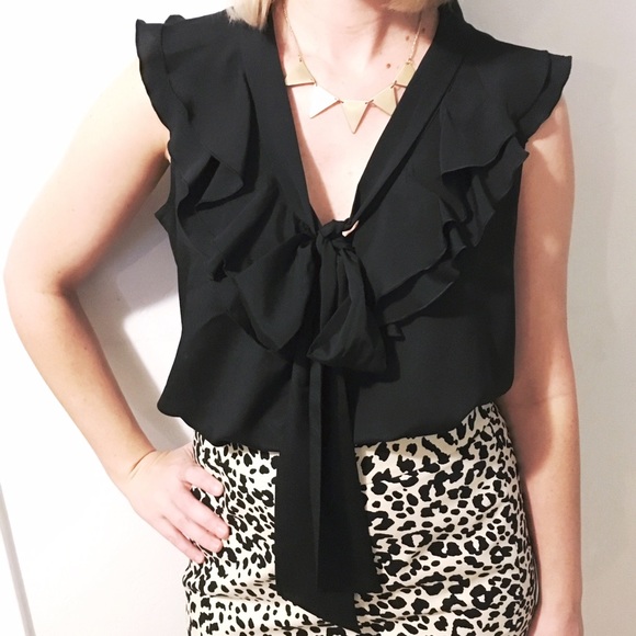 Loft brand black ruffle tank blouse