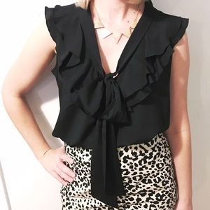 Loft brand black ruffle tank blouse