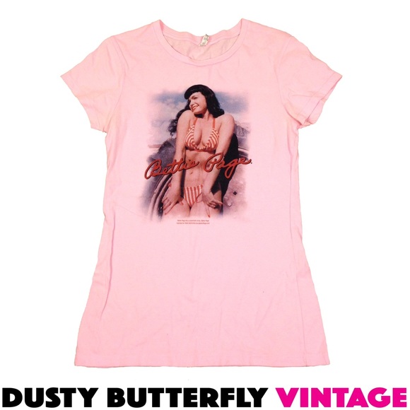Alstyle Tops - BETTIE PAGE T-SHIRT Pink RETRO TEE | NEW