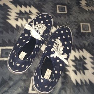 Navy blue polka dot shoes