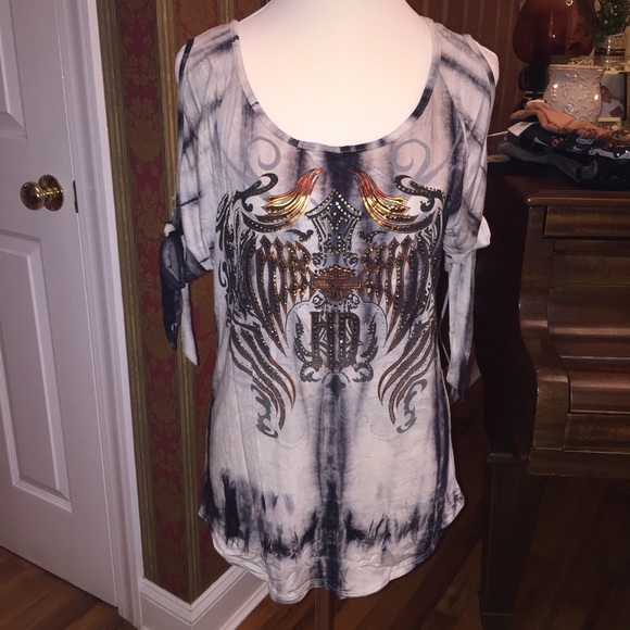 Harley Davidson cold shoulder large tie dye