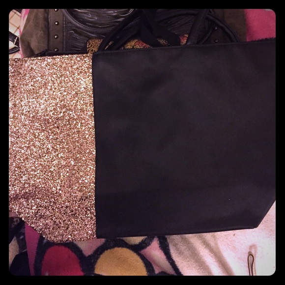 Large Black And Glitter Tote Bag