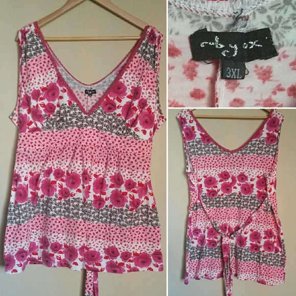 3X , XXL Pink Boho - Cute Tank Top