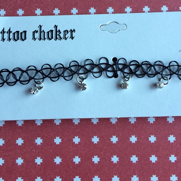 NWT tattoo choker with rhinestones - Picture 2 of 2