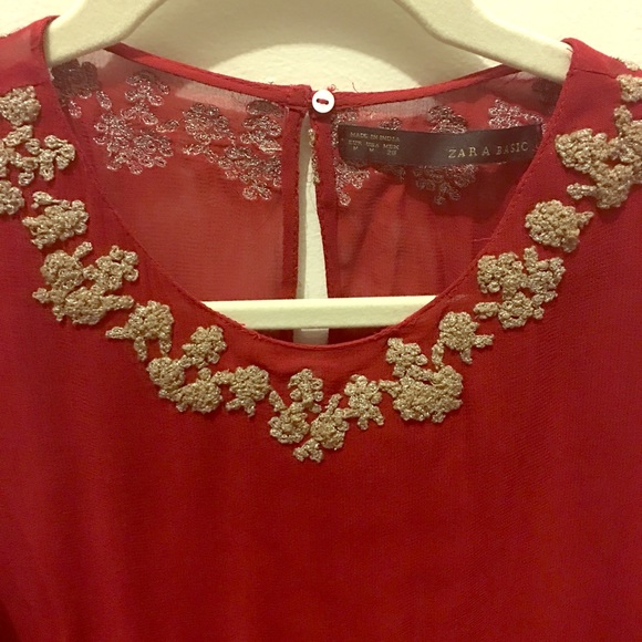 Zara red embellished tank