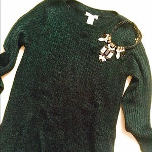 Green sparkly knit sweater