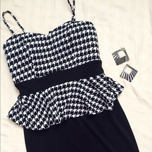 Black and white peplum dress