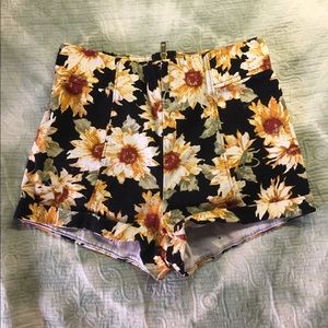 High waisted sunflower twill shorts