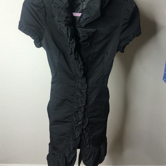 Black Bebe Ruffled short over dress Coat