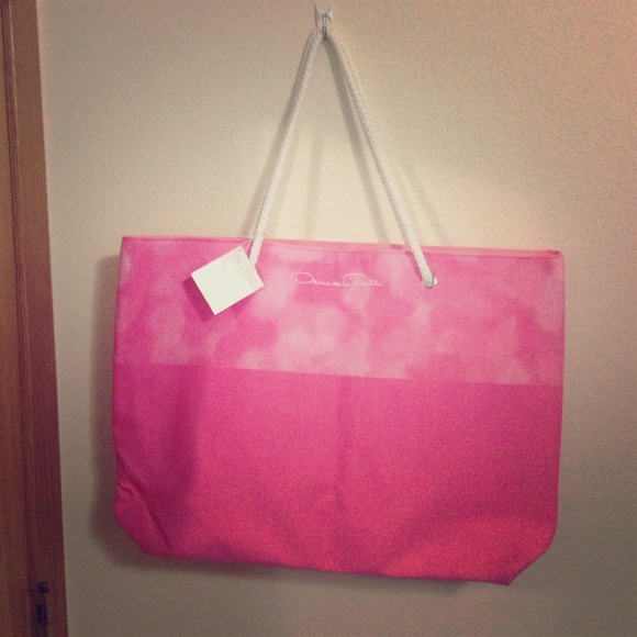 Oscar de la renta pink beach tote bag