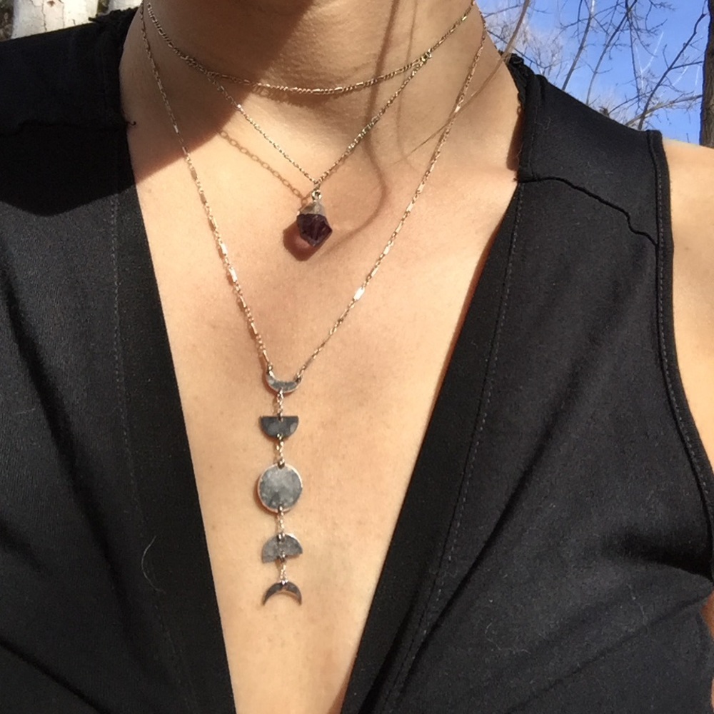 custom designer 18k or copper moonphase necklace
