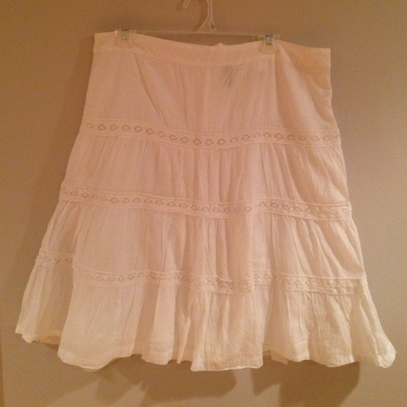White cotton eyelet skirt