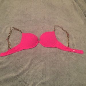 VS PINK Pink with Leopard Print Straps Push Up Bra