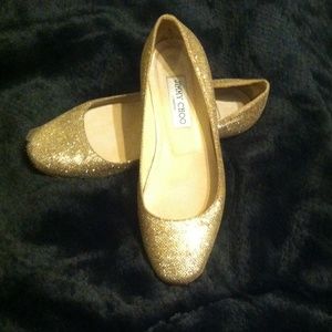 Jimmy choo gold elegant shoes low heel 36.5 6 1/2