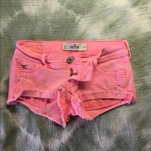 Hollister neon pink denim shorts