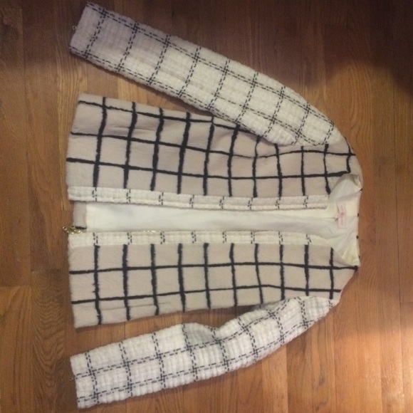 Tory Burch - Rabbit fur grid printed jacket