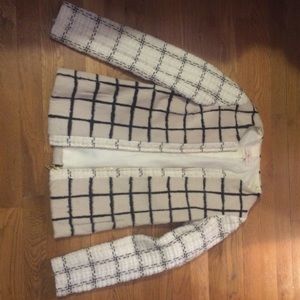 Tory Burch - Rabbit fur grid printed jacket