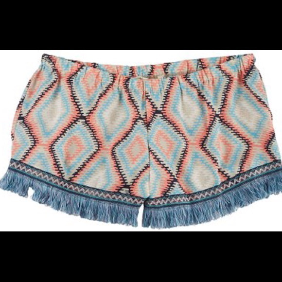 Vanilla star Pants - Geo Print Fringe Trim Shorts