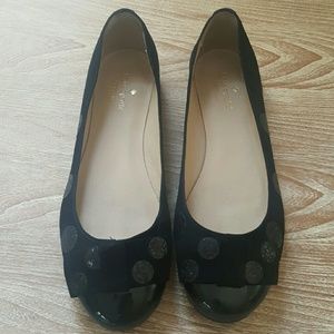 Kate Spade Polka Dot Black Suede Ballerina Flats 8