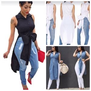 Brand new black long split bow t-shirt dress sz SM