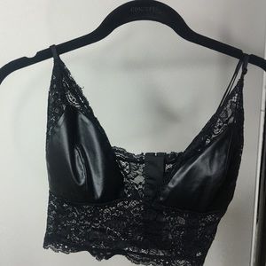 Black lace Leather top small