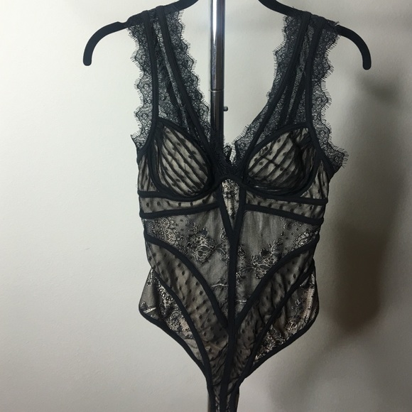 Black /nude lace body suite