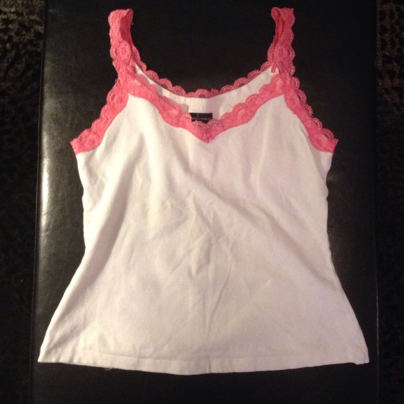 White Lace Trimmed Cami with Built-in Bra