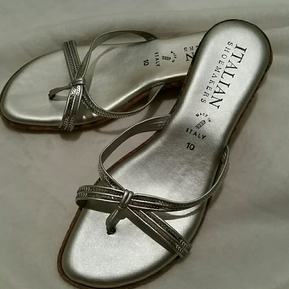 Silver sequin sandals size 10 - Picture 1 of 3