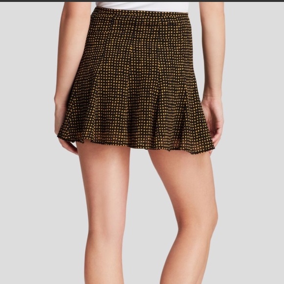 Michael Kors Yellow/Black Checkered Mini Skirt