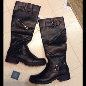 🎉SALE🎉Tall Black Moto Boots