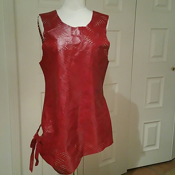 Red leather top