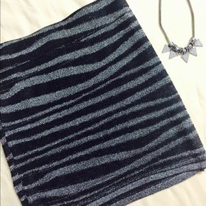 Silver and black mini skirt