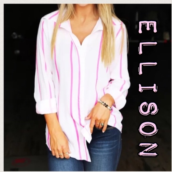 🆕🌟Pin Stripe Button Down By Ellison - Picture 1 of 5