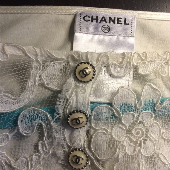 CHANEL Lace Panel Shirt S - Picture 2 of 3