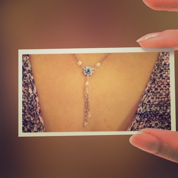 Blue flower drop necklace
