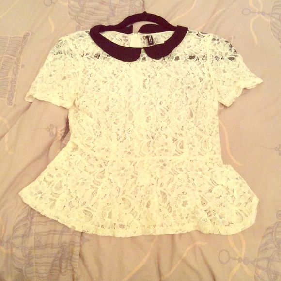 Lace peplum collared shirt-just as new