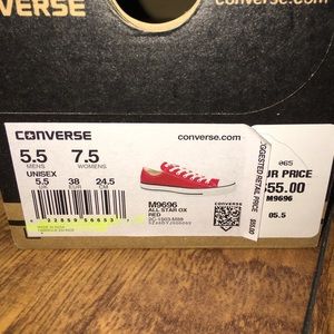Red low top converse brand new