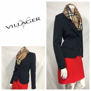 Villager by Liz Claiborne Navy Suit Jacket - Sz 8