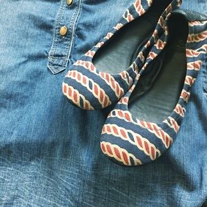 Tory Burch Canvas Eddie Ballet Flats