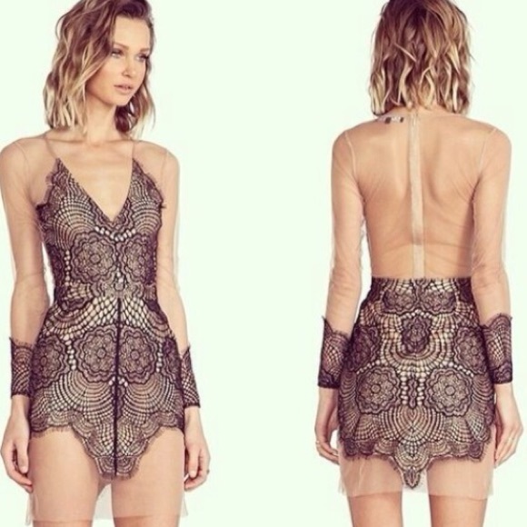 Lace/sheer cocktail dress