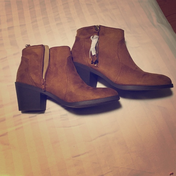 Brown suede booties